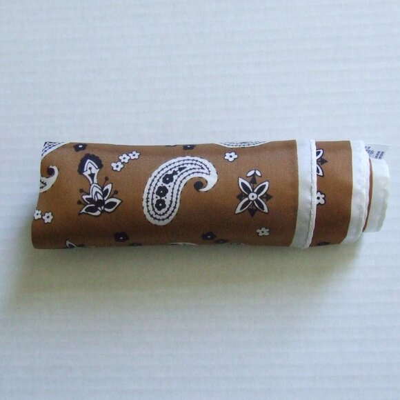 Paisley scarf vintage acetate rectangle long Scarves and Allied Arts brown white - Picture 5 of 11